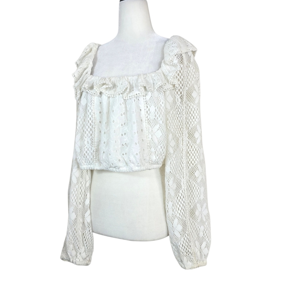 LoveShackFancy White Eyelet cropped Blouse